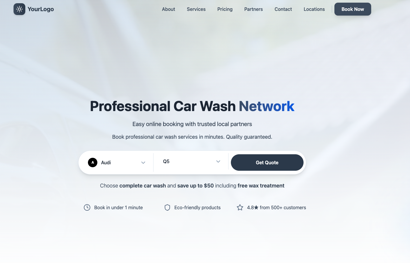 WashFlow customer booking interface